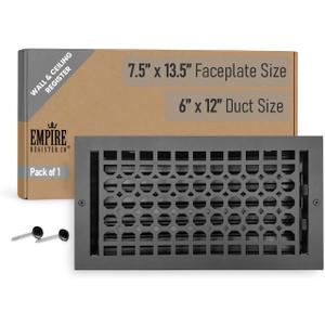 Empire Register Co, Ceiling & Wall Vent Cover - 6x12 inch, Honeycomb Design, Textured Black Finish, Metal Damper Attached, Measure Wall Hole Dimensions (not for Floor use)