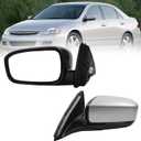 Dasbecan Driver Side Mirror Compatible with 2003-2007 Honda Accord Left Side Door Mirrors With Manual Folding Power Glass Replace#HO1320152 Alabaster Silver Metallic Cover 3pins