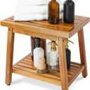 Shower Stool Bench Chair Waterproof with Storage Shelf for Shaving Legs, Spa, Bath Seat, Inside Shower Bench for Adults Seniors Elderly, Outdoor Side Table, Patio, Pool, End Table (16 Inches)