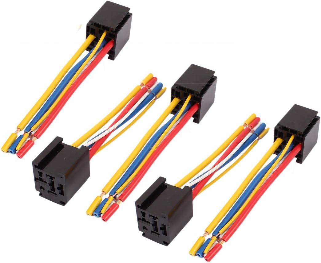 uxcell DC 12V/24V 80A 5-Pin Wire Cable Relay Socket Harness Connector 5pcs for Car Truck