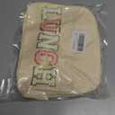 Lunch Bag for Women Insulated For Men PU leather Small Office Work lunch with Chenille Letters Leakproof Freezable Cooler Reusable Portable Box (White)