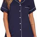 Aamikast Button Up Pajama Set for Women Shorts Short Sleeve Knit Sleepwear 2 Pice Pjs Sets Large