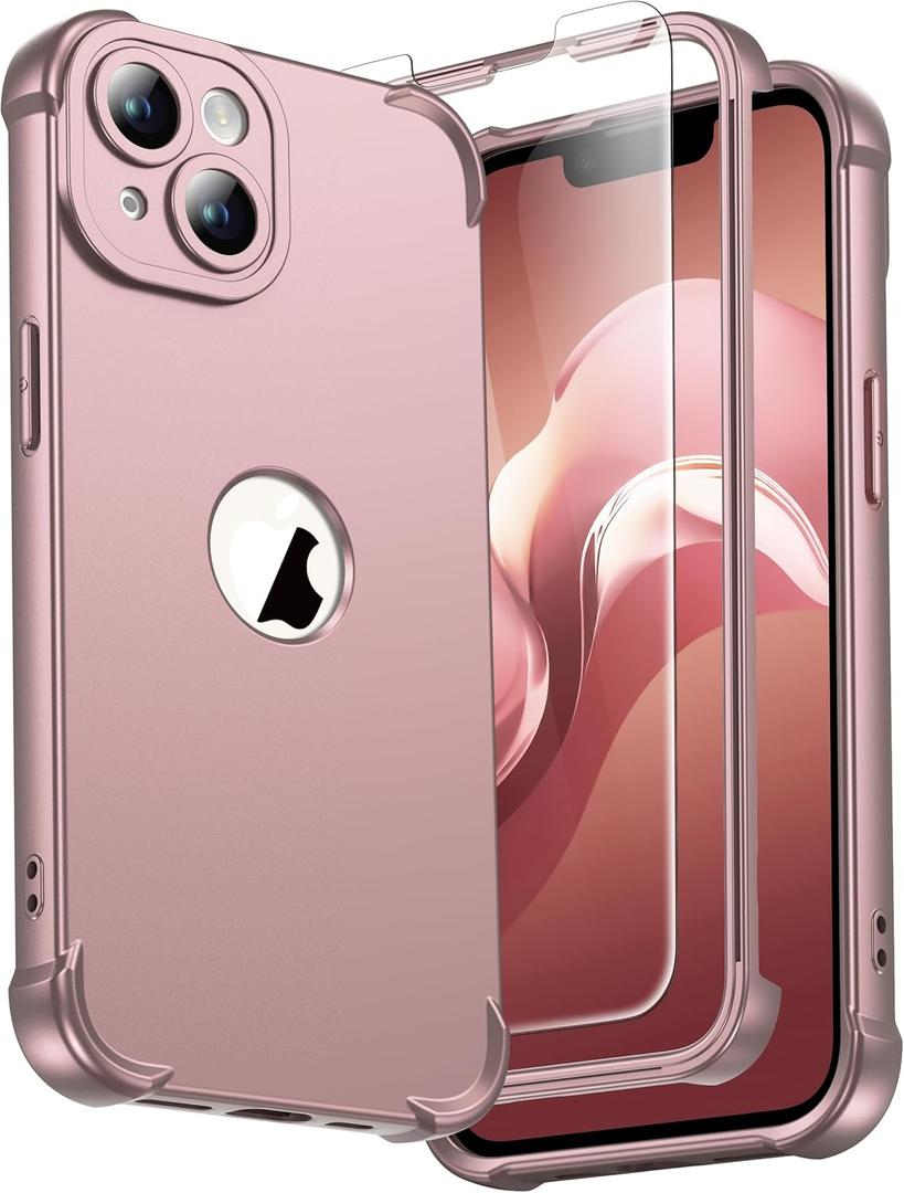 ORETECH for iPhone 15 Plus Case iPhone 14 Plus Case, with [2 x Screen Protectors] [15 Ft Military Grade Drop Test] [Camera Protection] Shockproof Slim Thin iPhone 15/14 Plus Cover 6.7" Rosegold