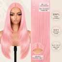 NOSTALGIA Light Pink Glueless Synthetic Lace Front Wig 26 Inch for Women