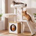 Feandrea Cat Tree, 3-Tier Cat Tower with Scratching Post and Wood Condo