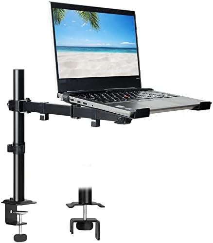 UPGRAVITY Laptop Desk Mount, Single Laptop Stand Arm with Vented Tray for 17 inch Notebook or 14”-32” Monitor, Holds up to 17.6 lbs, Fully Adjustable, Clamp/Grommet Mounting, VESA 75/100mm