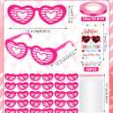 Geiserailie 96 Pcs Valentines Day Gifts Bulk 48 Heart Sunglasses 48 Happy Valentine Tags for Party Favors Exchange Prize (6.3 x 2.56 Inche, Pink)