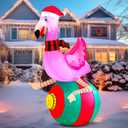 Joiedomi 6 ft Christmas Inflatable Flamingo on Ornament Decorations, Blow Up Inflatables with Build-in LEDs for Christmas Party Indoor, Outdoor, Yard, Garden, Lawn Dcor, Holiday Season