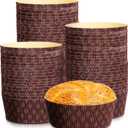 Thenshop 50 count Panettone Paper Mold Pans for Baking Heat Resistant Paper Baking Cake Pan 6 x 2.4 Disposable Panettone Mold for Muffin Cupcake, Microwave Oven and Freezer Safe