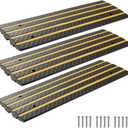 VEVOR Car Driveway Rubber Curb Ramp, 33069 lbs Load Capacity, 2.6 inch Rise Curbside Bridge Ramp with Yellow Reflective Strips, Suitable for Loading Dock, Warehouse, Garage, Sidewalk (3 Pack)