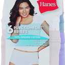 Hanes Women's Organic Cotton Panties Pack, ComfortSoft Underwear, 6-Pack (Colors May Vary), SIZE 5