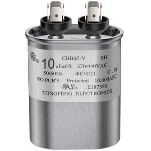 10 MFD uF 370/440 VAC CBB65B Dual Run Round Capacitor, UL Listed Motor Run Capacitor for Condenser Straight Cool or Heat Pump Air Conditioner Parts Replacements