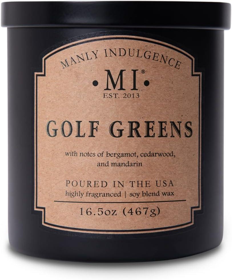 Manly Indulgence Golf Greens Scented Candles for Men, 2 Wick, 16.5 oz, Premium Soy Blend Wax, 60H Burn, Candles for Home Scented - Made in The USA
