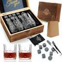 Whiskey Gifts for Men, Whiskey Glasses Set of 2, Granite Chilling Whiskey Stones, Bourbon Gifts for Men, Unique Giftss for Mens Birthday Christmas Father's Day Valentine Retirement Groomsmen
