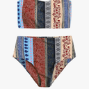 Women's Boho Two Piece High Waist Bathing Suit Bandeau Swimsuit M