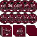 Gatherfun Graduation decorations 2025 Graduation Party Supplies Maroon Disposable Paper Plates Luncheon Napkins Cocktail Napkins for Congrats Grad Party Decorations, Serve 50
