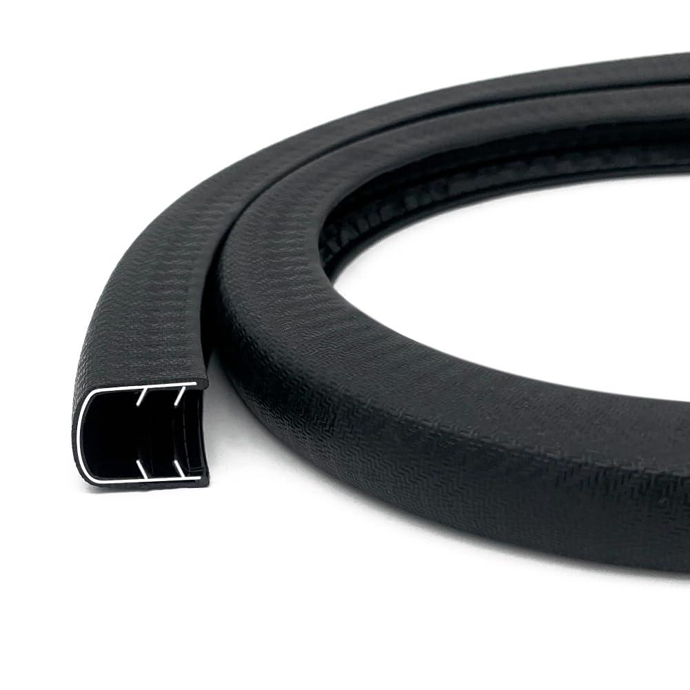 U-Shape Edge Banding - Fits 1/2" Edge, Rubber Trim for Sharp/Rough Surfaces, Veneer, Sheet Metal, Tables, Cars, Trucks, Boats & More - 20FT (Black)