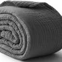 100% Cotton Muslin Blanket Large 50" x 70", Breathable and Lightweight Cotton Throw Blanket for Bed and Couch, Soft Cooling Summer Gauze Blanket for Adults All Season, Dark Grey