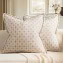 MIULEE Decorative Burlap Linen Throw Pillows Covers 20x20 Inch Beige Vintage Couch Pillow Covers Outdoor Modern Farmhouse Pillowcase Woven Textured Cushion Cases for Sofa Bed Livingroom