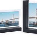 Lavezee 2 Pack 4x6 Picture Frames Made of Black Wooden L-shaped Base with Glass, Double Sided Display Photo Pictures 4 by 6 inch Vertical Horizontal for Tabletop Frame