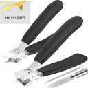 Upgrade Large Toenail Clippers for Thick Nails for Seniors Long Handle, Ultra Sharp Precision Nail Clippers for Men, Curved Wide Jaw Opening Fingernail Clippers with Catcher Nail Cutter for Women