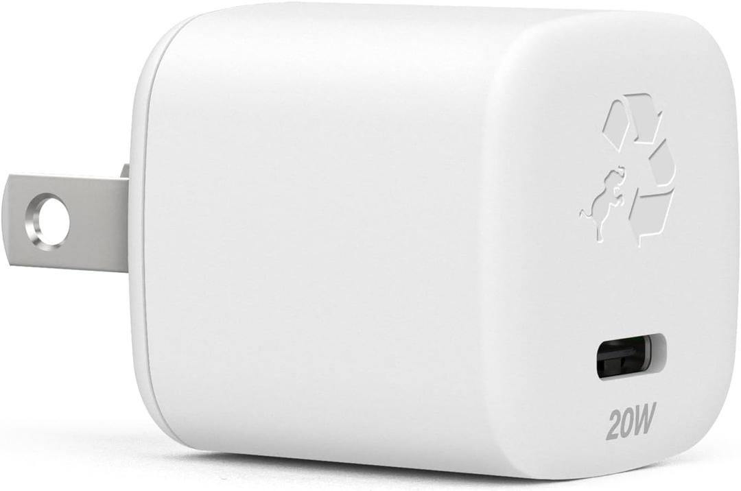 Nimble Wally SubNano USB-C Charger Block, 20W Fast Charging Power Adapter, Type C Charging Block for iPhone 16 15 14 13 12 11 Pro Max Plus XS/XR/X Samsung Galaxy S25 Pixel iPad Watch Series 8/7, White