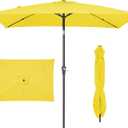 JEAREY 6.5x10 ft Rectangular Patio Umbrellas Outdoor Market Umbrella with Push Button Tilt and Crank, Rectangle Table Umbrella 6 Sturdy Ribs UV Protection for Pool Garden Backyard Deck, Yellow