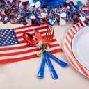 Supernal 120pcs 4th of July Silverware Set | Red and Blue Plastic Silverware (40 Forks, 40 Spoons, 40 Knives) | Heavy Duty Patriotic Plastic Cutlery & Flatware Party Supplies, Serves 40 Guests