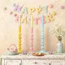 3 Pcs Pastel Easter Glass Candle Holders Set Spring Daisy Egg Taper Candlestick Holders for Spring Easter Home Table Centerpieces Fireplace Mantle Dining Decorations Holiday Office Home Gift
