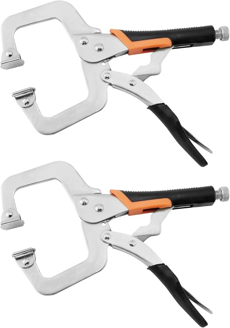 11-Inch C-Clamp Locking Pliers,Heavy Duty Vise Grip Locking Pliers With Swivel Tips for Woodworking,Welding,Home(2 Pack)