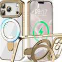 Pmteyoim Magnetic for iPhone 17 Pro Max Case with Invisible Stand[Compatible with MagSafe][Full Camera Lens Protector][Military Drop Protection] Shockproof Not Yellowing Clear Slim Soft for Women Men