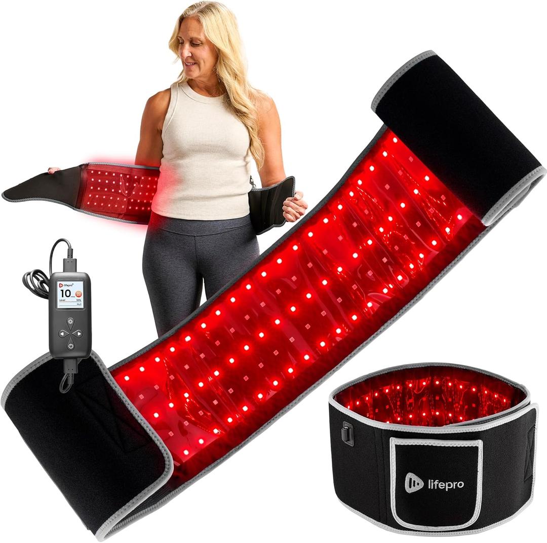 Lifepro Red Light Therapy Belt  Infrared Red Light Therapy for Body, Back Pain and Shoulder - 660nm & 850nm Near Infrared Heating Pad  Adjustable & Portable for Wellness & Relaxation (True Black)