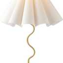 EOEYYOYB Pleated Table Lamp, Table Lamp for Bedroom, Bedside Lamps for Nightstand with Linen Lampshade, Modern Lamp for Bedroom Home Office Decor (Gold)