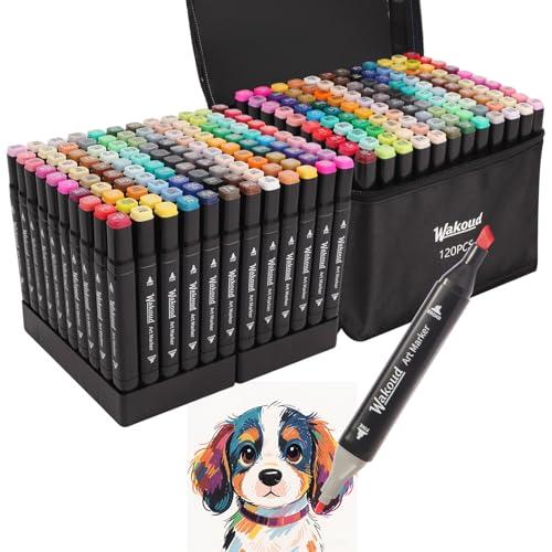 Wakoud Alcohol Markers, 120 Colors Dual Tip Permanent Art Markers, Drawing Marker, Coloring Marker for Book Painting Card Making for Adults Kids.