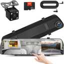 UNITOPSCI Mirror Dash Cam 4 Inch Rear View Mirror Camera 1080P Front and Rear View Dual Cameras with 32G Card, Motion Detection, Night Vision, Parking Assistance, Loop Recording, 24H Parking Monitor