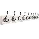 IBosins 34'' Coat Rack Wall Mount with 10 Tri-Hooks, Heavy Duty, Vintage White Color Wood Coat Hanger, Rustic Coat Hooks Rail for Entryway Living Room Coat Scarf Bag Towel Hat