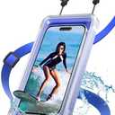 TOPGO Waterproof Phone Case with Crossbody Lanyard for Snorkeling, Diving and Filming [Underwater Screen Touchable & Water Protector] Cell Phone Dry Box Up to 7 inch for iPhone/Galaxy/Pixel- Blue