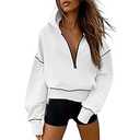 PRETTYGARDEN Women's 2025 Fall Hooded Sweatshirts Long Sleeve Half Zip Cropped Hoodies Pullover Winter Fashion Clothes, XL