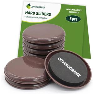 Furniture Sliders for Carpet 8 PCS - 4 3/4 inch Furniture Moving Slider Chair Legs Floors Protectors Move Your Furniture Easy & Safely(for Carpet) Brown