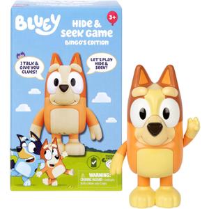 Bluey Game Hide and Seek Electronic Bingo Figure, Articulated, Musical Kids Figurines with Dance Mode, Interactive Toddler Figurine Toys for Ages 3+