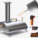 Pellethead Portable Pizza Oven Kit: Wood-Fired Outdoor Grill with Peel, Blower, Thermometer & Accessories, Stainless Steel, 13-Inch Stone Included