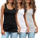 TAIPOVE Womens Extra Long Tunic Tank Tops Cotton Camisoles Basic Layering Sleeveless Undershirts 3 Pack (Black/White/Gray)