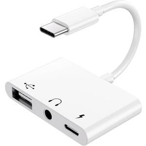 USB C to 3.5mm Audio OTG Adapter,3in1 USB-C to USB Adapter with 3.5mm Headphone Jack Adapter and 60W PD Fast Charging, Compatible with Most Type-C Phones, Laptops, iPad Pro, i-Phone 17/16/15