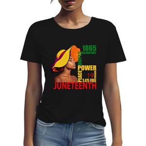 Juneteenth Shirts for Women 100% Cotton African American Freedom Black History June 19 1865 T-Shirt. (M)