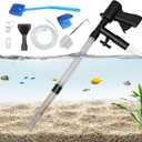 Carefree Fish Aquarium Gravel Cleaner 15~30In with 6Ft Water Hose Fish Tank Water Changer Sand Vacuum with Skimmer Net and Long Handle Sponge Brush Algae Scraper