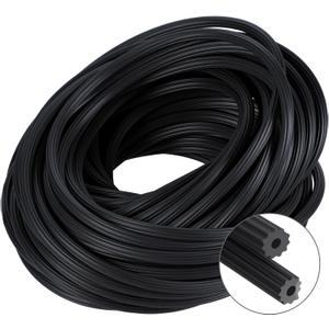 250 ft Screen Spline, Replacement Black Window Screen Retainer Spline, Hollow Serrated Door and Window Mesh Shielding Holder for Mosquito Net Fixing, Rubber, Round(0.14 Inch)