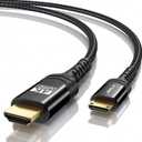 JSAUX Mini HDMI to HDMI Cable 6FT, [Aluminum Shell, Braided] High Speed 4K 60Hz HDMI 2.0 Cord, Compatible with Camera, Camcorder, Tablet and Graphics,Black