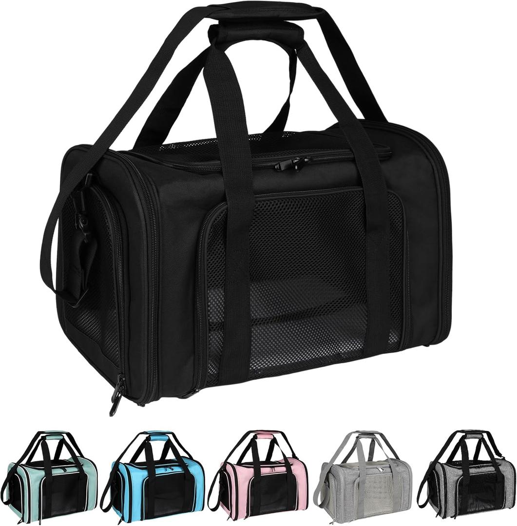 Top tasta Dog Cat Carrier Pet Carriers for Small Medium Large Cats Dogs Carrier Soft Sided Small Puppy Dog Carrier Portable Foldable Airline Approved Dog Cat Travel Carrier Black Medium (18.0"L x 11.0"W x 11.0"H)