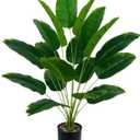 Artificial Bird of Paradise Plant 28, 18 Trunks, Faux Palm Tree in Pot for Indoor/Outdoor Dcor (Green)