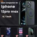 Magnetic Case for iPhone 12 Pro Max, with Invisible Ring Stand, Military Drop Protection, Shockproof Anti-Fingerprint Matte Protective Cover for iPhone 12 Pro Max, Dark Green